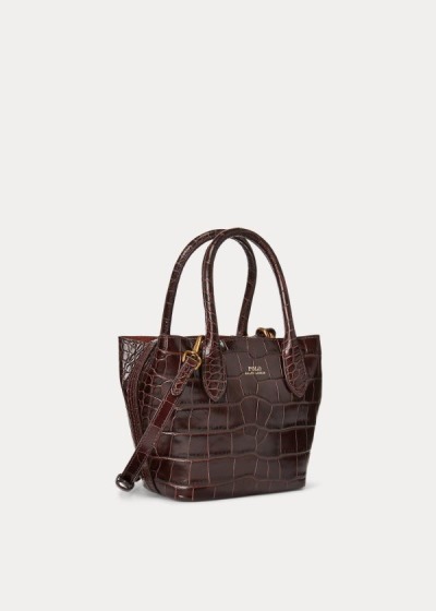 Bolsos De Mano Polo Ralph Lauren Mujer Chocolate - Embossed Mini Bellport - WLUOA6052